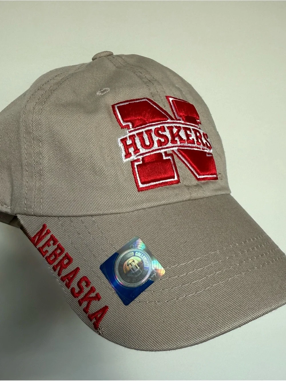 Russell Athletic Beige Nebraska Huskers Cap with Red Embroidery